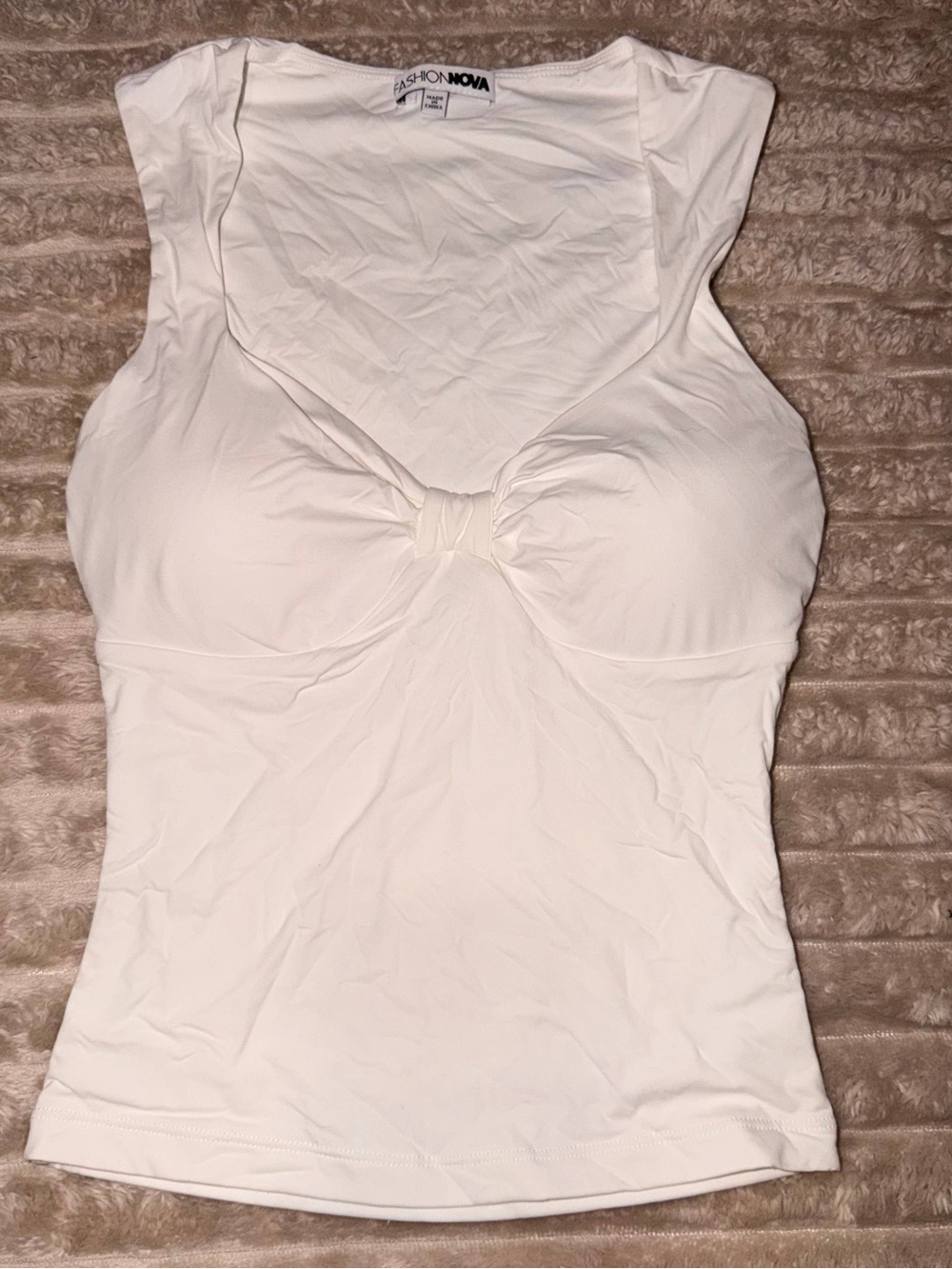 Fashion Nova White Knot-Front Tank Top for Women